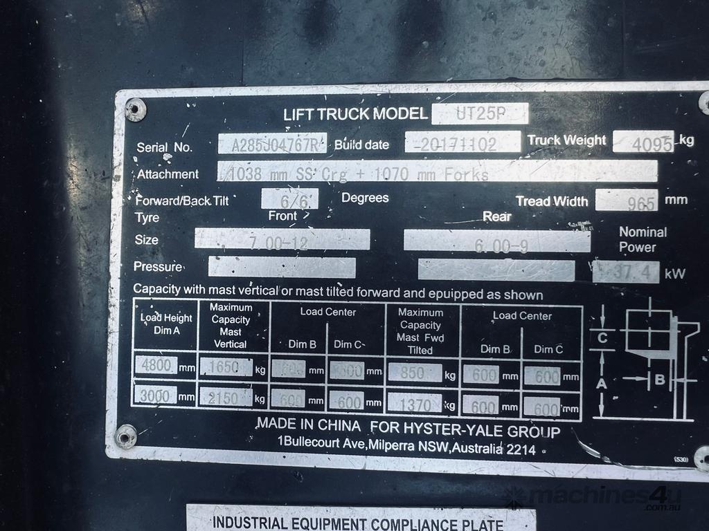 Used Low Hour LPG Forklift 2500kg - $16,650 Ex GST